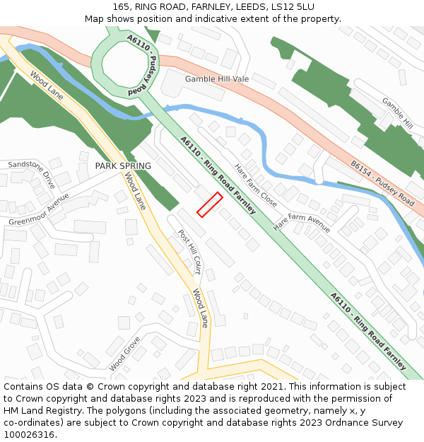 165, RING ROAD, FARNLEY, LEEDS, LS12 5LU: Location map and indicative extent of plot