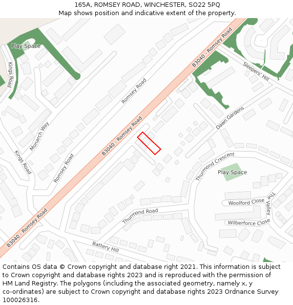 165A, ROMSEY ROAD, WINCHESTER, SO22 5PQ: Location map and indicative extent of plot