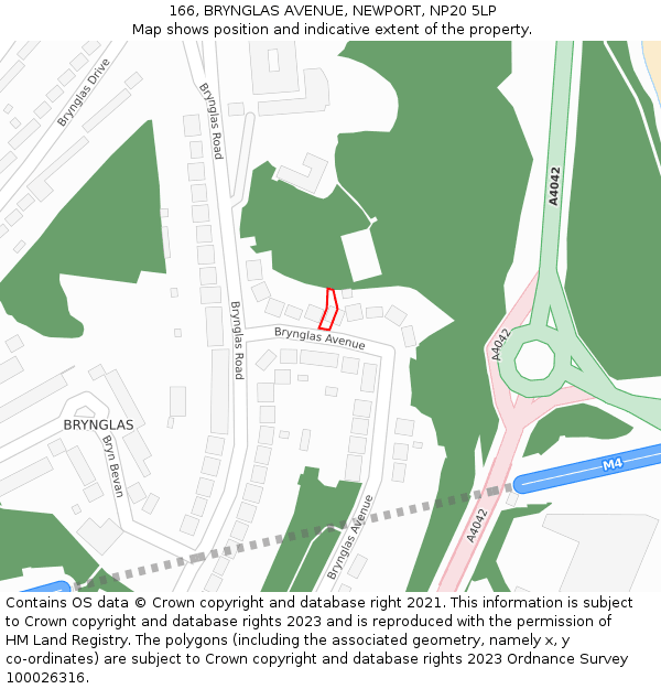 166, BRYNGLAS AVENUE, NEWPORT, NP20 5LP: Location map and indicative extent of plot