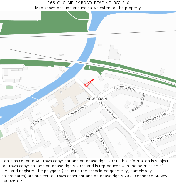 166, CHOLMELEY ROAD, READING, RG1 3LX: Location map and indicative extent of plot