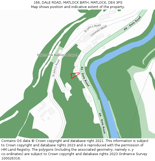 166, DALE ROAD, MATLOCK BATH, MATLOCK, DE4 3PS: Location map and indicative extent of plot