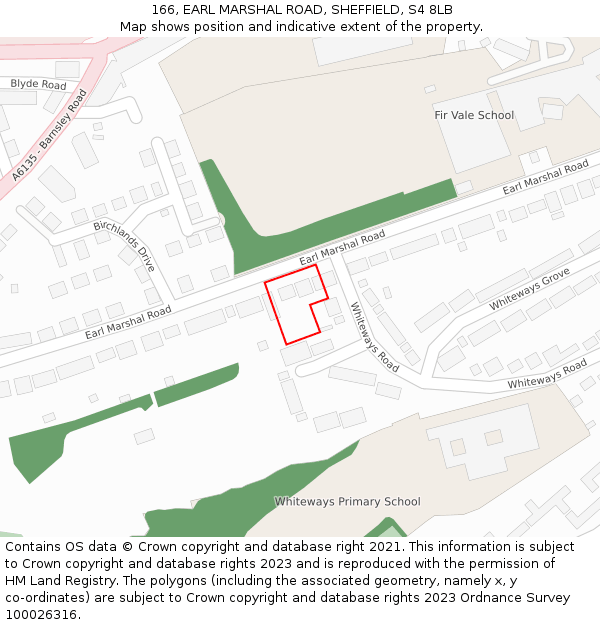 166, EARL MARSHAL ROAD, SHEFFIELD, S4 8LB: Location map and indicative extent of plot