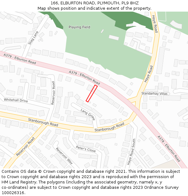 166, ELBURTON ROAD, PLYMOUTH, PL9 8HZ: Location map and indicative extent of plot