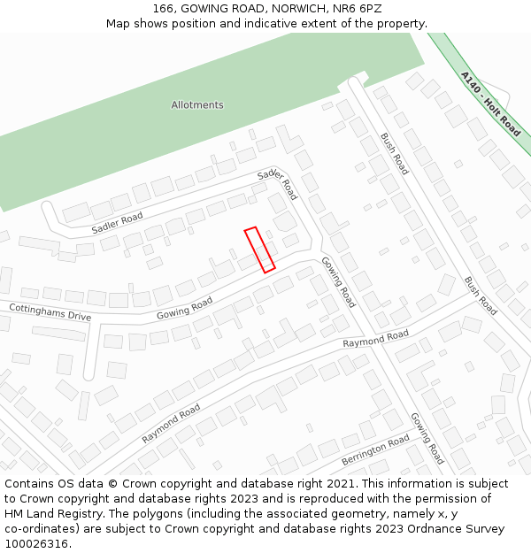 166, GOWING ROAD, NORWICH, NR6 6PZ: Location map and indicative extent of plot
