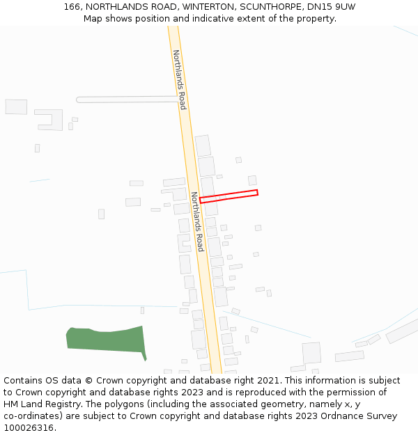 166, NORTHLANDS ROAD, WINTERTON, SCUNTHORPE, DN15 9UW: Location map and indicative extent of plot