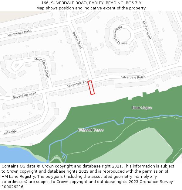 166, SILVERDALE ROAD, EARLEY, READING, RG6 7LY: Location map and indicative extent of plot