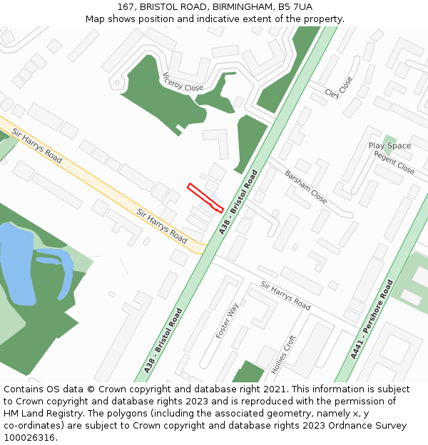 167, BRISTOL ROAD, BIRMINGHAM, B5 7UA: Location map and indicative extent of plot