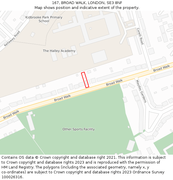 167, BROAD WALK, LONDON, SE3 8NF: Location map and indicative extent of plot
