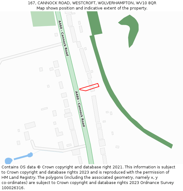 167, CANNOCK ROAD, WESTCROFT, WOLVERHAMPTON, WV10 8QR: Location map and indicative extent of plot