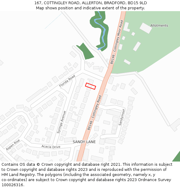 167, COTTINGLEY ROAD, ALLERTON, BRADFORD, BD15 9LD: Location map and indicative extent of plot