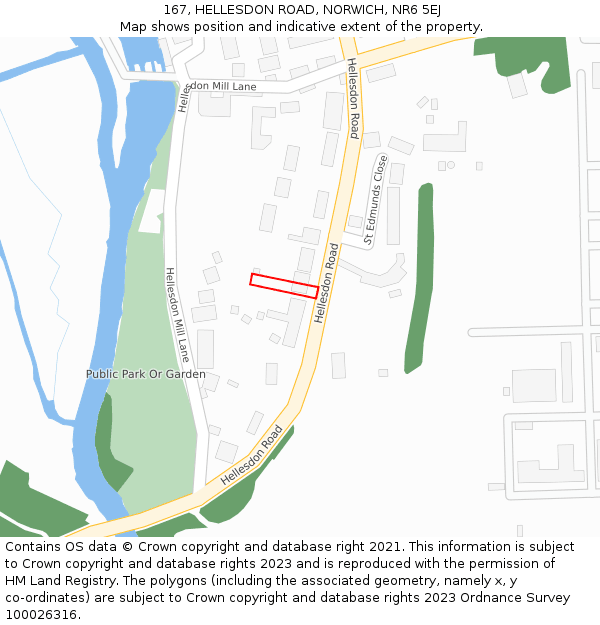 167, HELLESDON ROAD, NORWICH, NR6 5EJ: Location map and indicative extent of plot