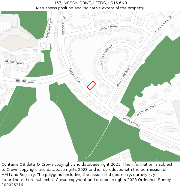 167, IVESON DRIVE, LEEDS, LS16 6NR: Location map and indicative extent of plot