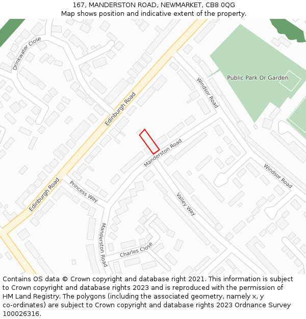 167, MANDERSTON ROAD, NEWMARKET, CB8 0QG: Location map and indicative extent of plot