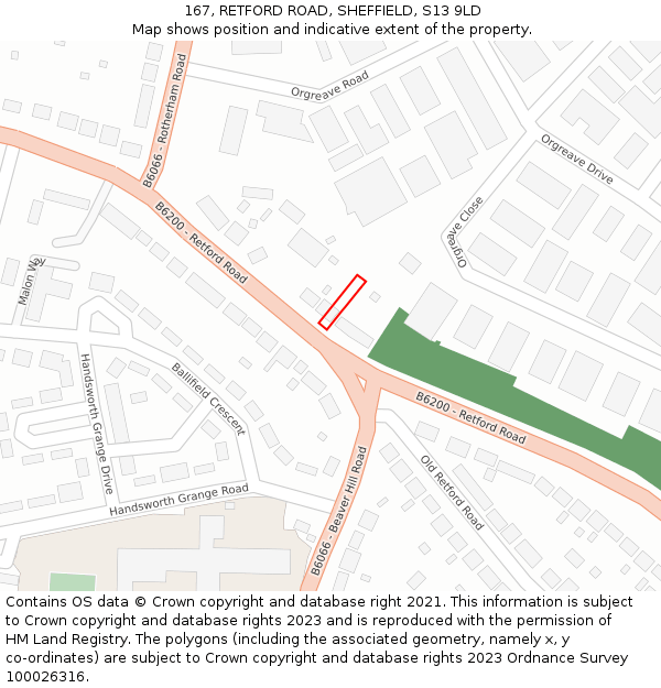 167, RETFORD ROAD, SHEFFIELD, S13 9LD: Location map and indicative extent of plot