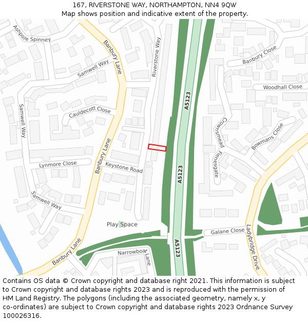 167, RIVERSTONE WAY, NORTHAMPTON, NN4 9QW: Location map and indicative extent of plot