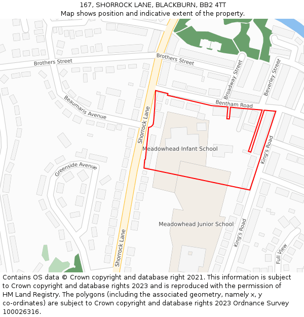 167, SHORROCK LANE, BLACKBURN, BB2 4TT: Location map and indicative extent of plot