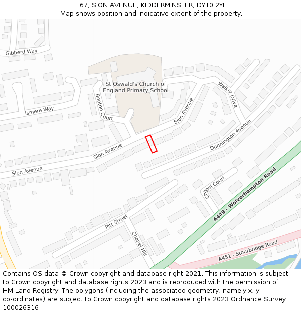 167, SION AVENUE, KIDDERMINSTER, DY10 2YL: Location map and indicative extent of plot