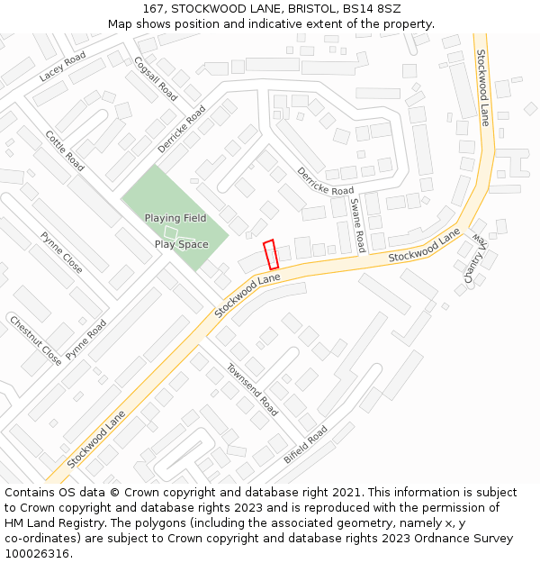 167, STOCKWOOD LANE, BRISTOL, BS14 8SZ: Location map and indicative extent of plot