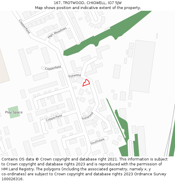 167, TROTWOOD, CHIGWELL, IG7 5JW: Location map and indicative extent of plot