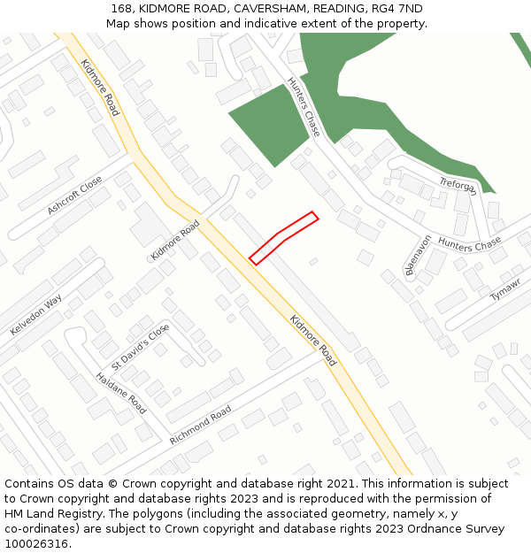 168, KIDMORE ROAD, CAVERSHAM, READING, RG4 7ND: Location map and indicative extent of plot