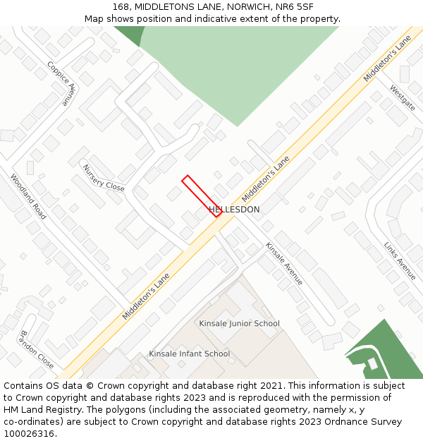 168, MIDDLETONS LANE, NORWICH, NR6 5SF: Location map and indicative extent of plot