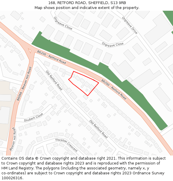 168, RETFORD ROAD, SHEFFIELD, S13 9RB: Location map and indicative extent of plot