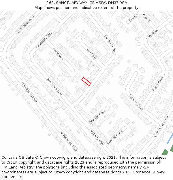 168, SANCTUARY WAY, GRIMSBY, DN37 9SA: Location map and indicative extent of plot