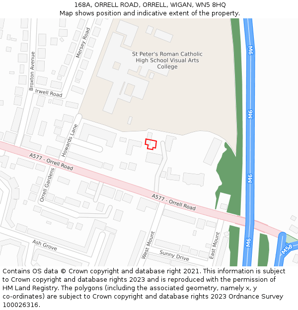 168A, ORRELL ROAD, ORRELL, WIGAN, WN5 8HQ: Location map and indicative extent of plot
