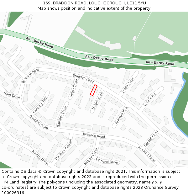 169, BRADDON ROAD, LOUGHBOROUGH, LE11 5YU: Location map and indicative extent of plot