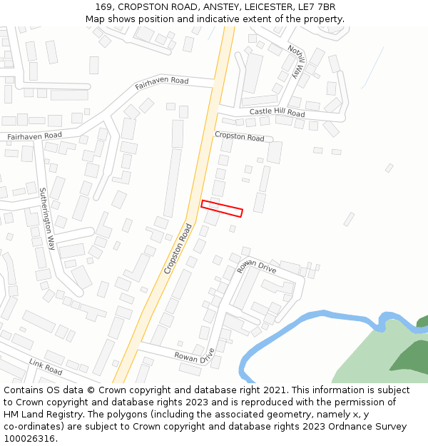 169, CROPSTON ROAD, ANSTEY, LEICESTER, LE7 7BR: Location map and indicative extent of plot
