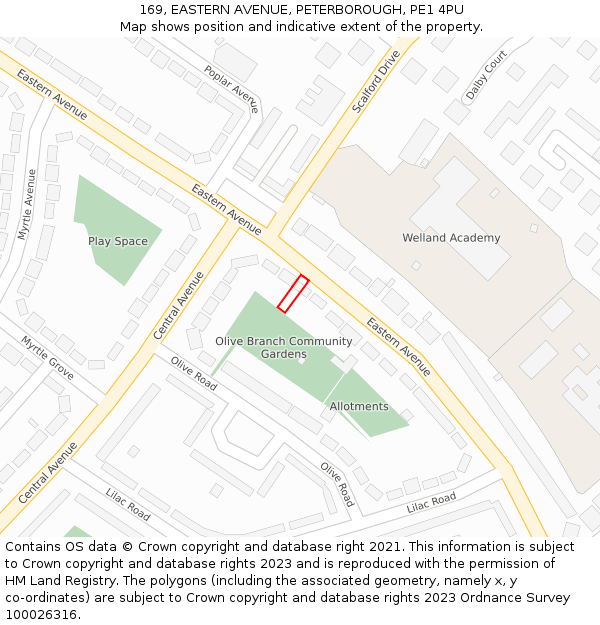 169, EASTERN AVENUE, PETERBOROUGH, PE1 4PU: Location map and indicative extent of plot
