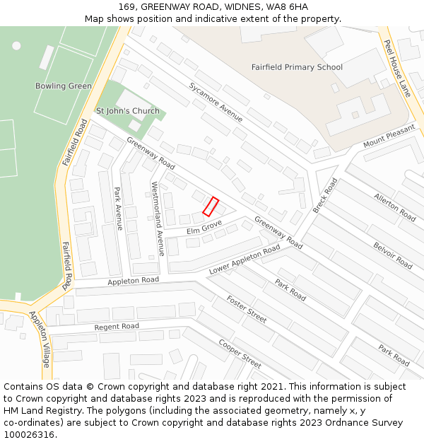 169, GREENWAY ROAD, WIDNES, WA8 6HA: Location map and indicative extent of plot