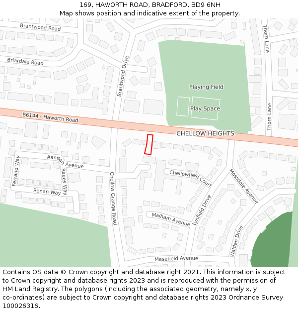 169, HAWORTH ROAD, BRADFORD, BD9 6NH: Location map and indicative extent of plot
