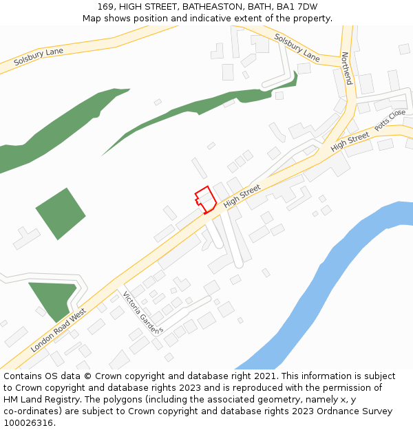 169, HIGH STREET, BATHEASTON, BATH, BA1 7DW: Location map and indicative extent of plot
