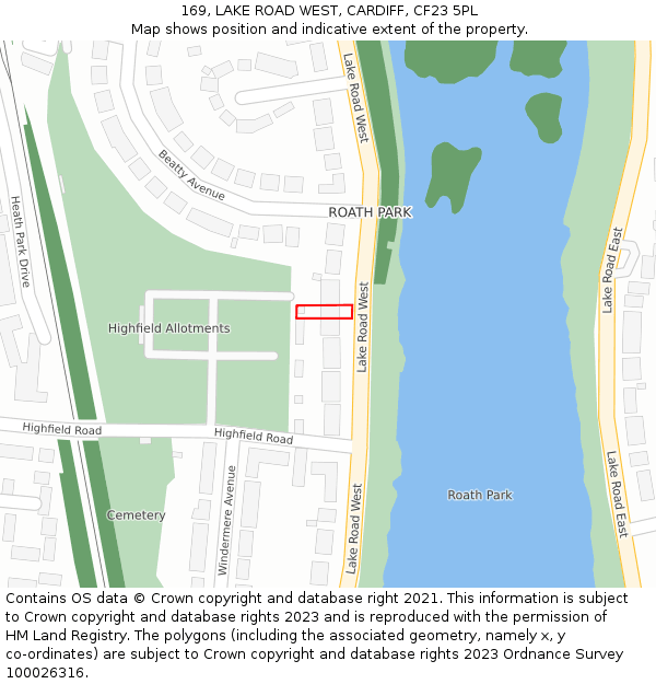 169, LAKE ROAD WEST, CARDIFF, CF23 5PL: Location map and indicative extent of plot