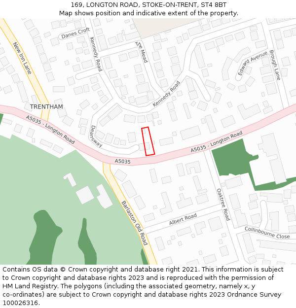 169, LONGTON ROAD, STOKE-ON-TRENT, ST4 8BT: Location map and indicative extent of plot
