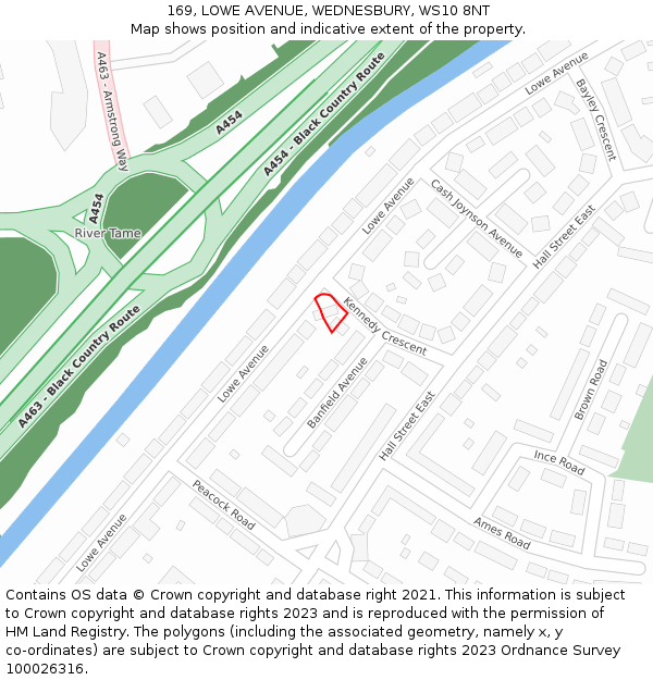 169, LOWE AVENUE, WEDNESBURY, WS10 8NT: Location map and indicative extent of plot