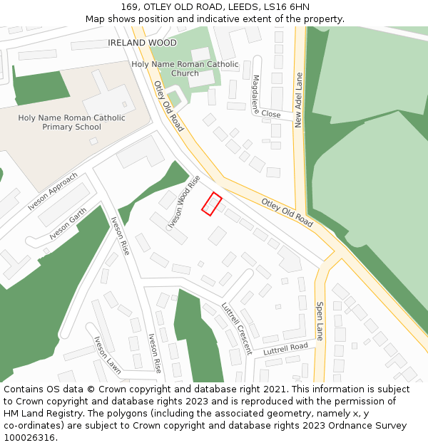 169, OTLEY OLD ROAD, LEEDS, LS16 6HN: Location map and indicative extent of plot