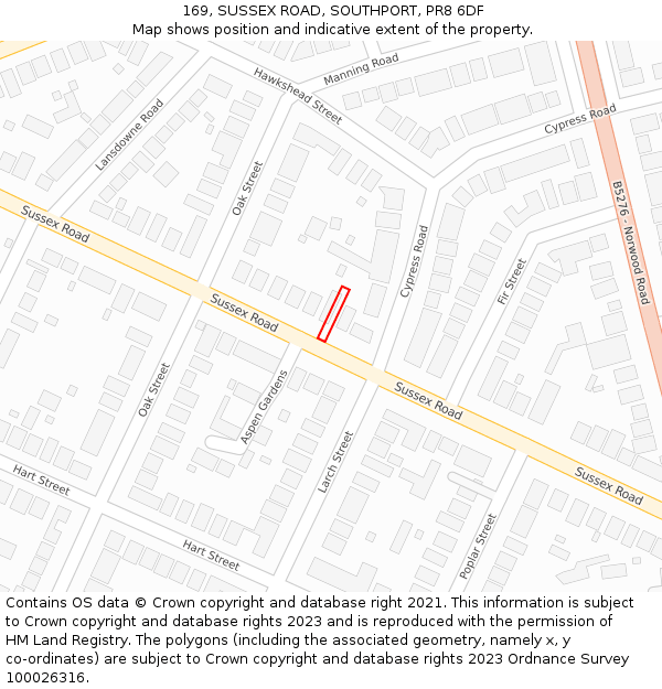 169, SUSSEX ROAD, SOUTHPORT, PR8 6DF: Location map and indicative extent of plot