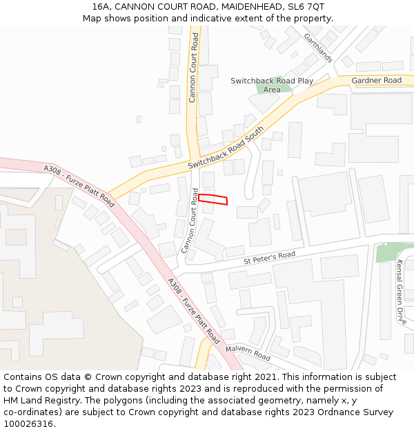 16A, CANNON COURT ROAD, MAIDENHEAD, SL6 7QT: Location map and indicative extent of plot