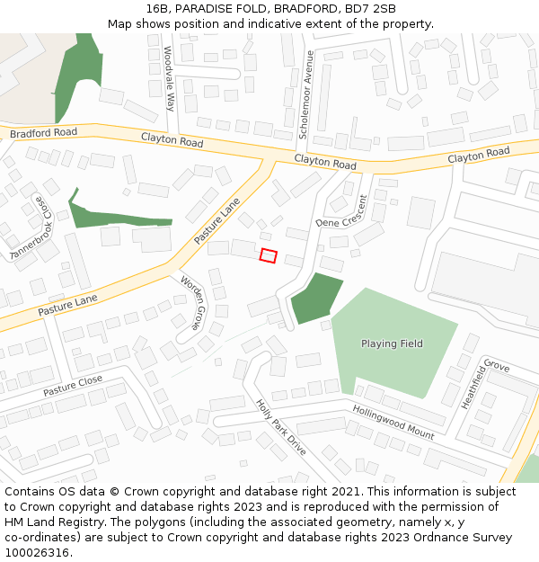 16B, PARADISE FOLD, BRADFORD, BD7 2SB: Location map and indicative extent of plot