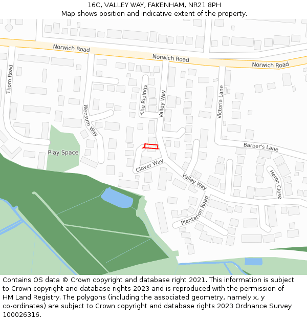 16C, VALLEY WAY, FAKENHAM, NR21 8PH: Location map and indicative extent of plot