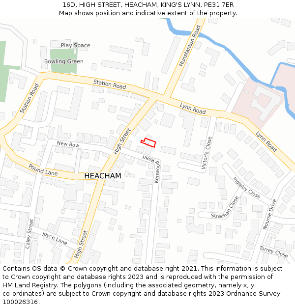 16D, HIGH STREET, HEACHAM, KING'S LYNN, PE31 7ER: Location map and indicative extent of plot