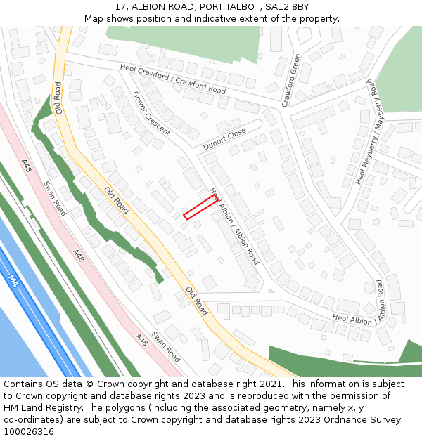 17, ALBION ROAD, PORT TALBOT, SA12 8BY: Location map and indicative extent of plot