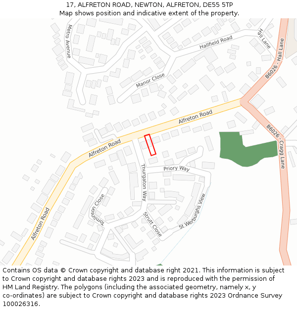 17, ALFRETON ROAD, NEWTON, ALFRETON, DE55 5TP: Location map and indicative extent of plot
