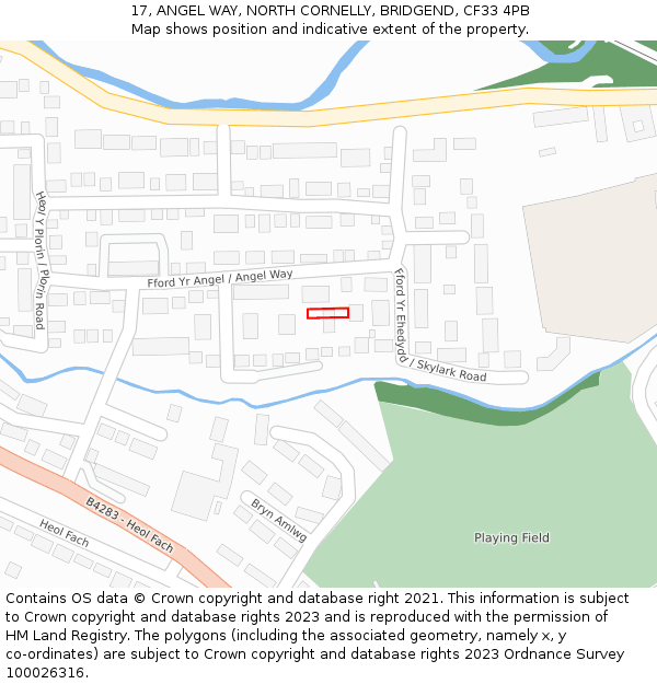 17, ANGEL WAY, NORTH CORNELLY, BRIDGEND, CF33 4PB: Location map and indicative extent of plot