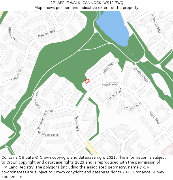 17, APPLE WALK, CANNOCK, WS11 7WQ: Location map and indicative extent of plot