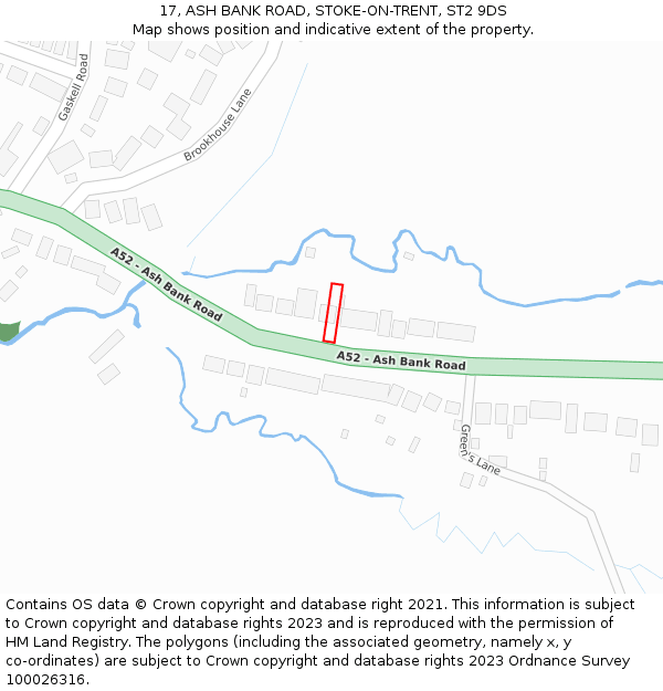 17, ASH BANK ROAD, STOKE-ON-TRENT, ST2 9DS: Location map and indicative extent of plot