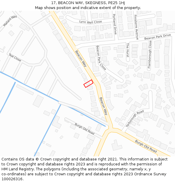 17, BEACON WAY, SKEGNESS, PE25 1HJ: Location map and indicative extent of plot
