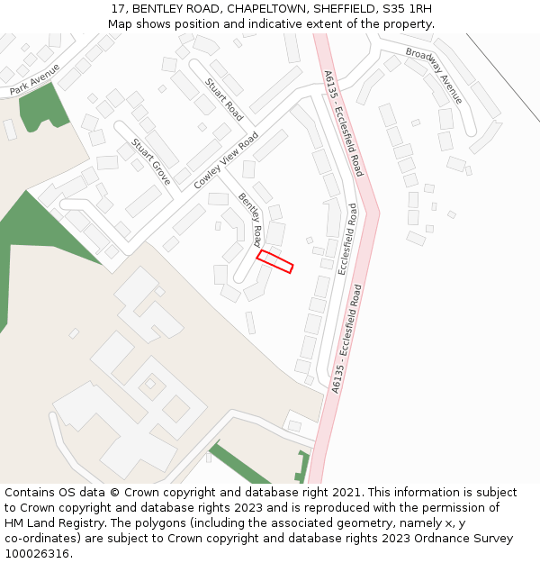 17, BENTLEY ROAD, CHAPELTOWN, SHEFFIELD, S35 1RH: Location map and indicative extent of plot
